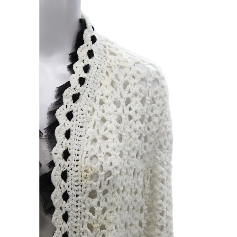 Chanel Womens Cardigan V-Neck Open Long Sleeve White Designer Size 48